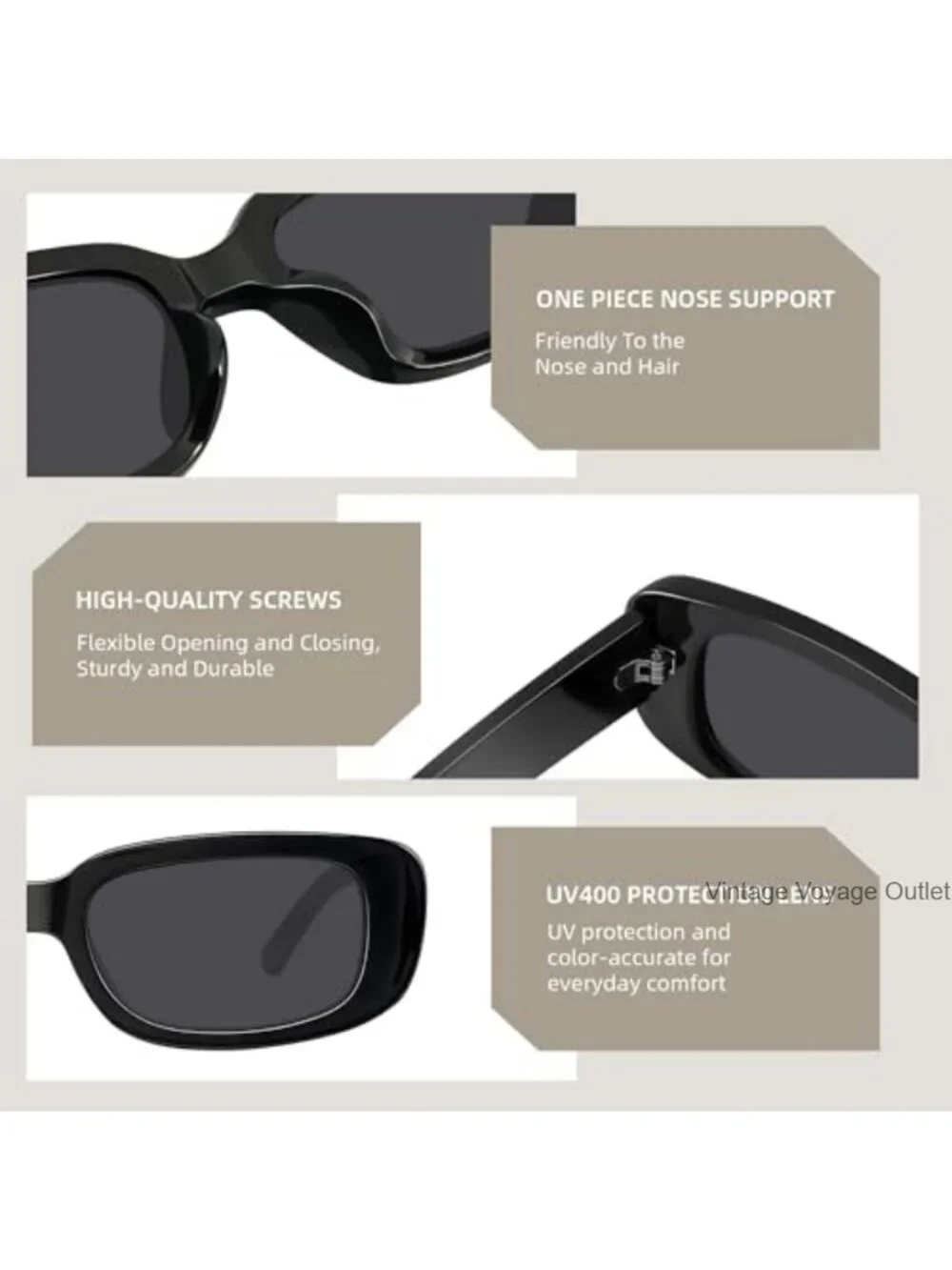 Retro Y2K Rectangle Sunglasses UV400 Protection Womens Mens